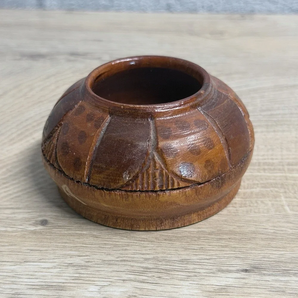Vintage Hand Carved Wooden Bowl Rustic Boho Primitive Tribal Home‎ Decor Laura